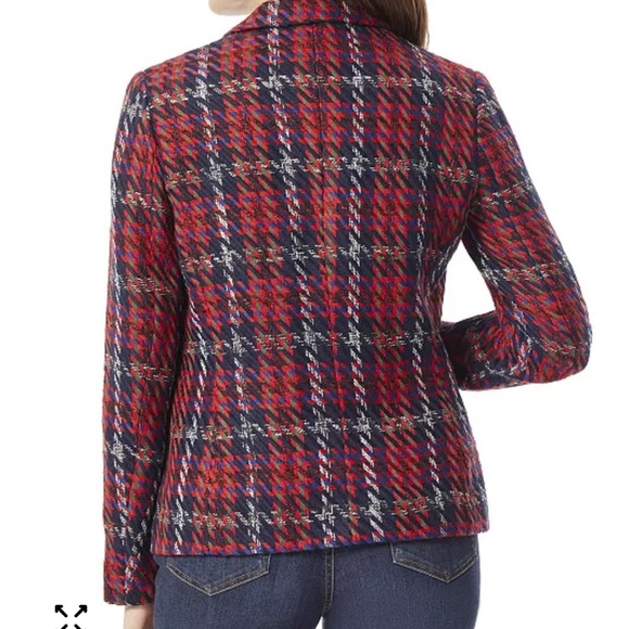Festive JONES NEW YORK Women's Plaid Double-Breasted Jacket - Picture 2 of 16